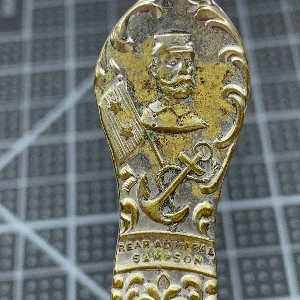 Antique Heroic Crew Merrimac Lt. Hobson Rear‎ Admiral Sampson Spoon